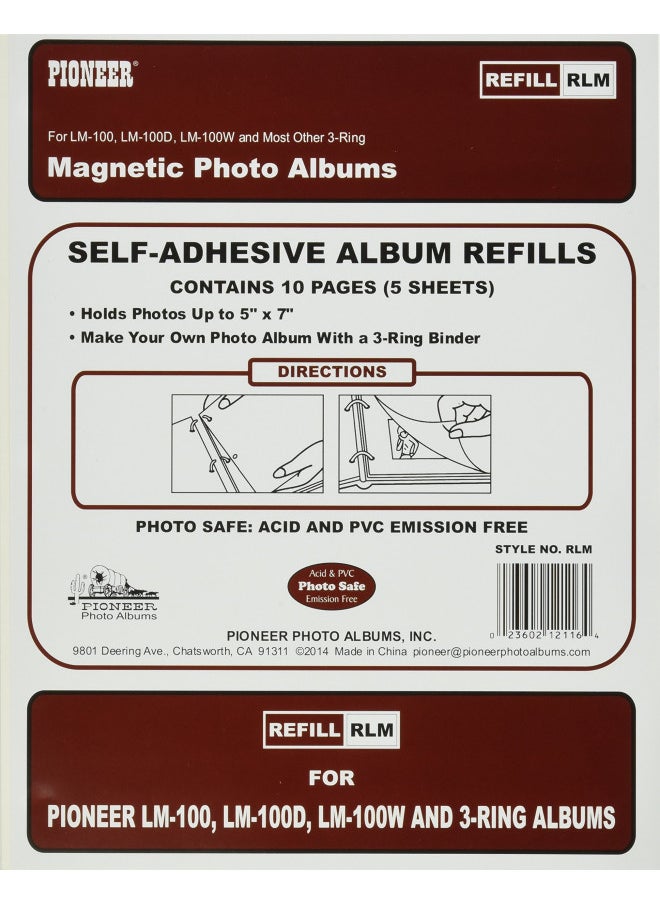 Refill Pages for LM-100, LM-100D and LM-100W Photo Albums, 10 Pages (5 Sheets)