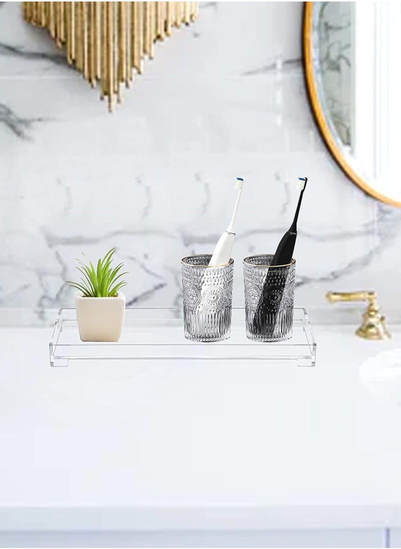 Vanity Bathroom Tray - Clear Acrylic Rectangle Decorative Catchall Organizer Storage Tray