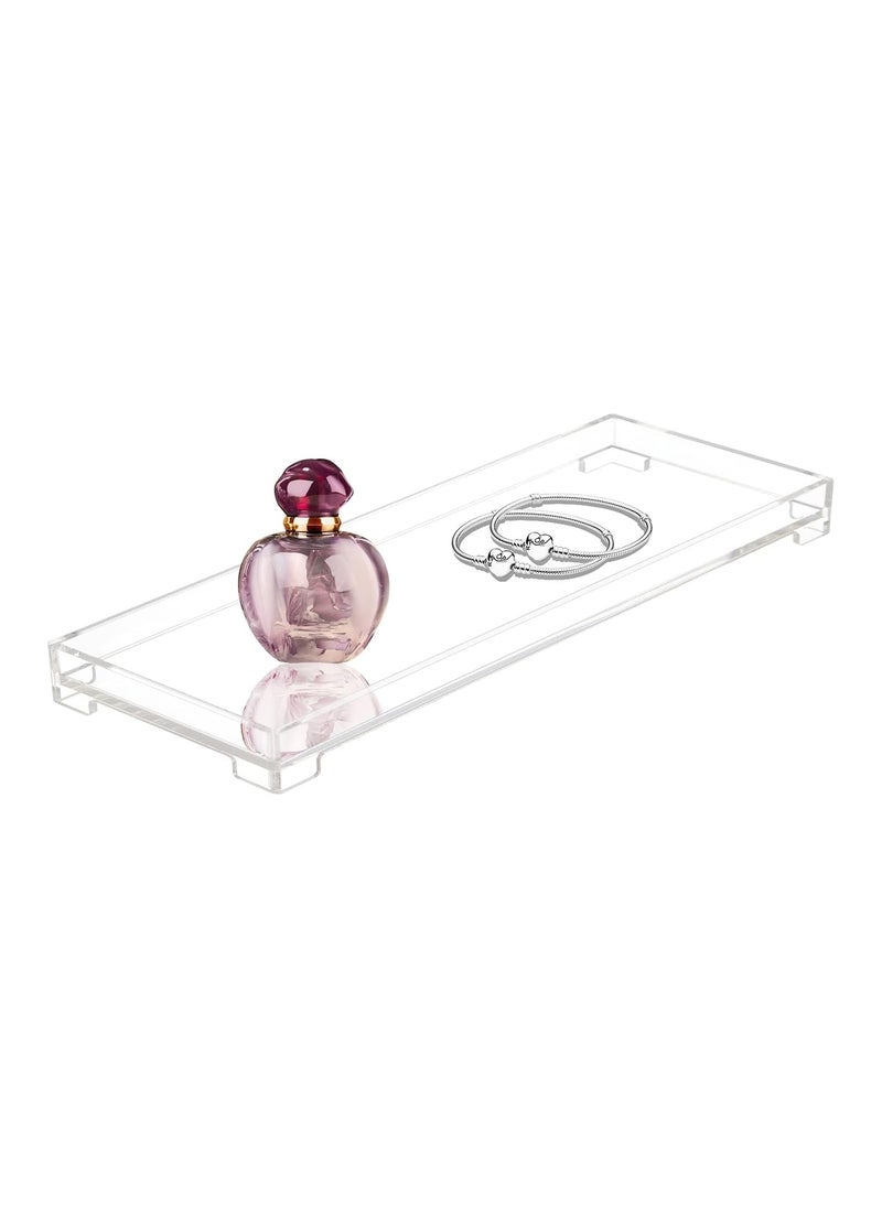 Vanity Bathroom Tray - Clear Acrylic Rectangle Decorative Catchall Organizer Storage Tray
