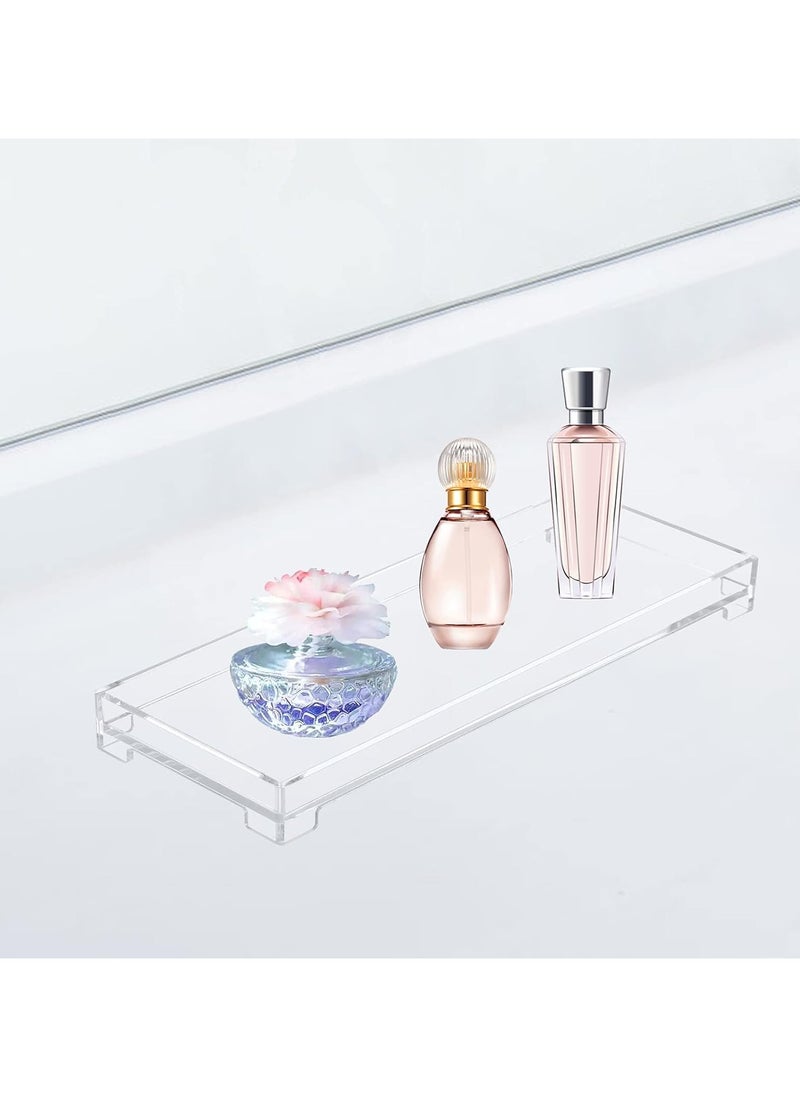 Vanity Bathroom Tray - Clear Acrylic Rectangle Decorative Catchall Organizer Storage Tray