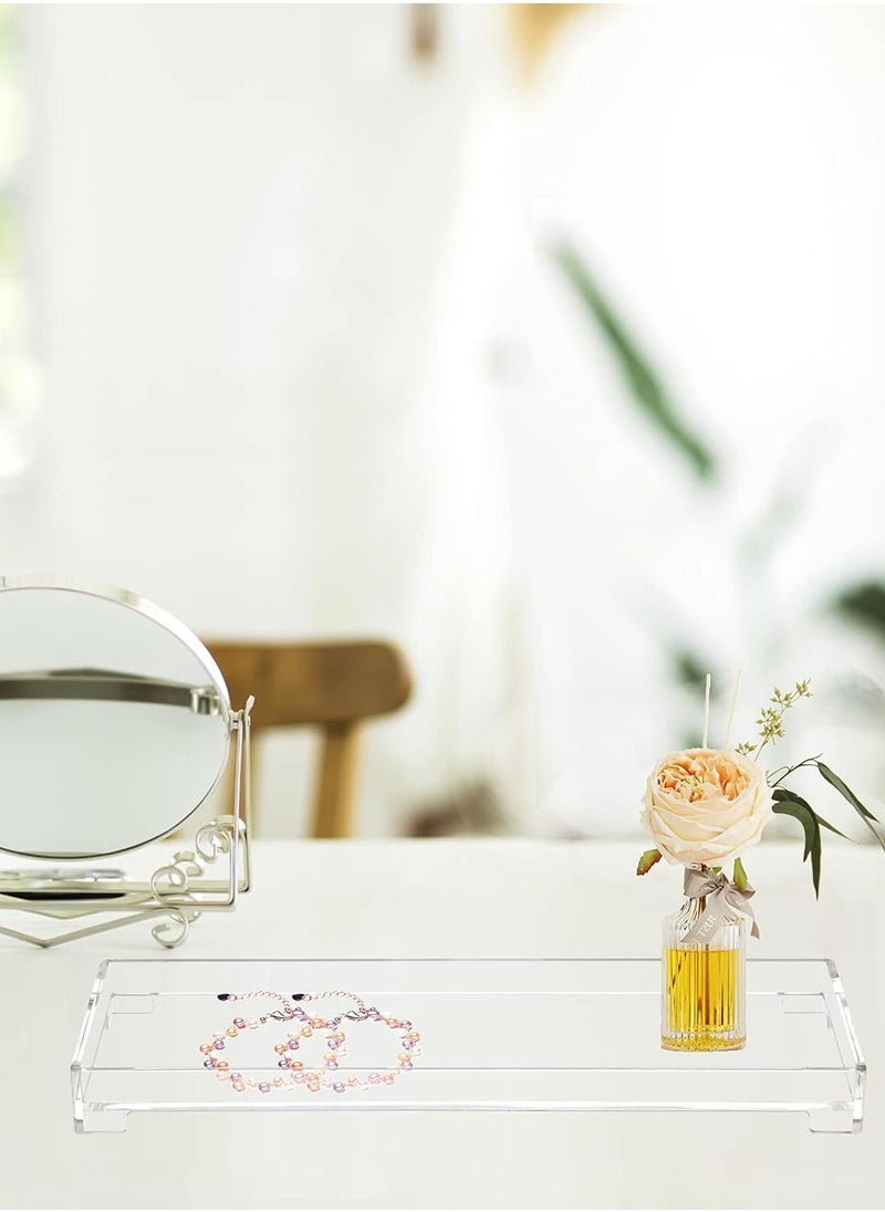 Vanity Bathroom Tray - Clear Acrylic Rectangle Decorative Catchall Organizer Storage Tray