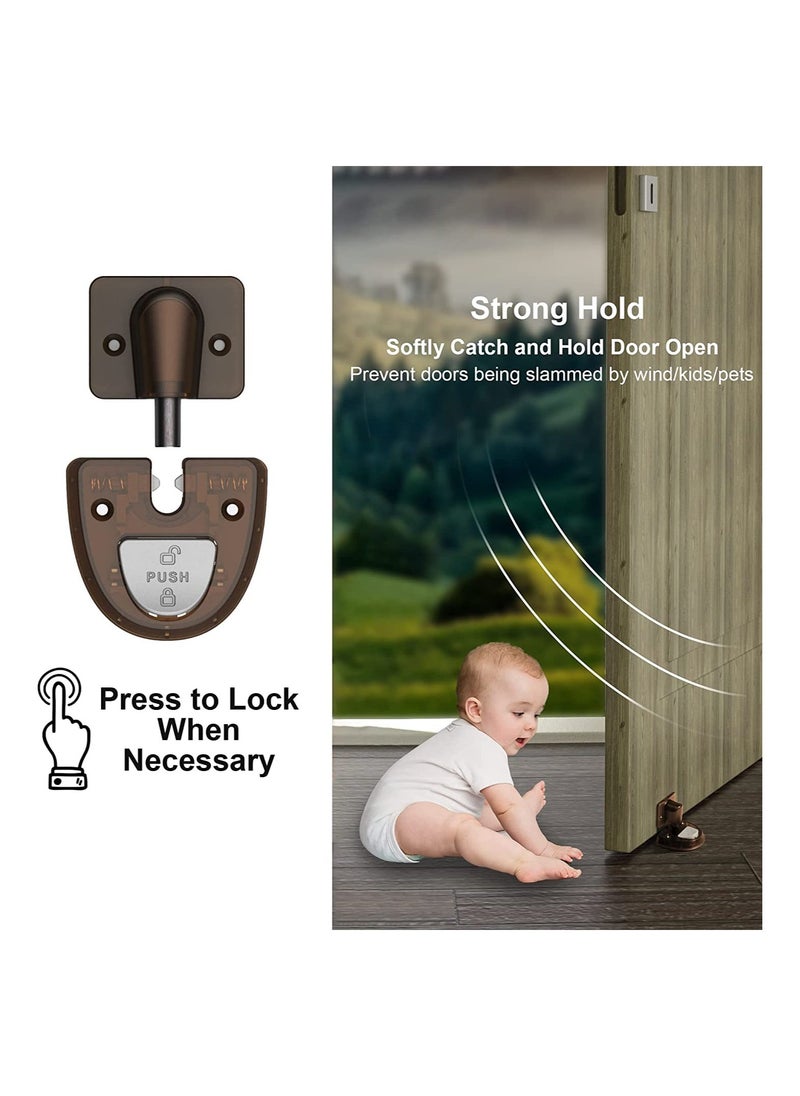 Soundless Windproof Door Holder Babyproof Mechanical Doorstop No Nail Design Green 1 Pack