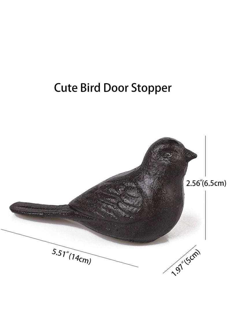 Door Stop Floor Decorative, Cast Iron Cute Bird Door StoppersWedge Heavy Duty Doorstop to Keep Door Open for Home Office Commercial Industrial, 1pc Dark Brown