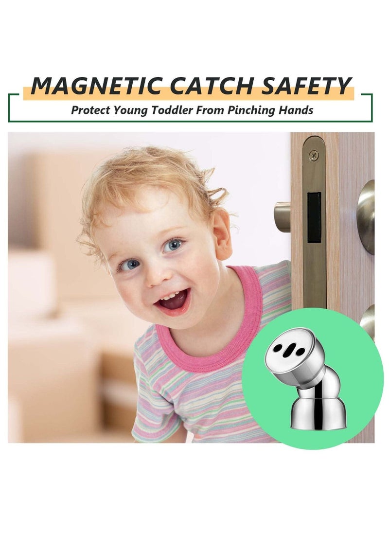 Powerful Magnetic DoorStop, Stainless Steel Magnetic Door Stopper Door Holder for Bedroom Bathroom Kitchen Home Office