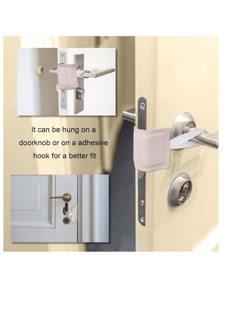 Door Silencer Padded Door Latch Cover, 3 Pcs Universal Baby Door Cushion Quiet Closer Door Lock Cover, Non Slip Noise Reducing Padded Door Latch Cover with Elastic Band for Baby Nursery, Beige