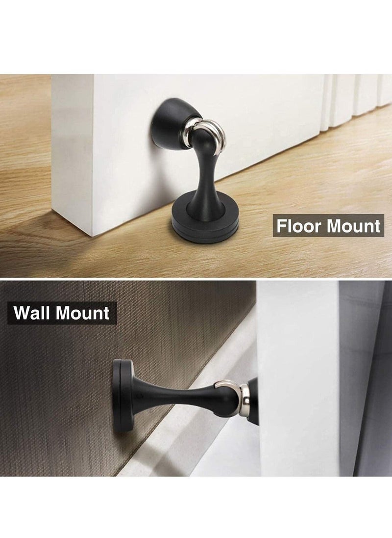 Magnetic Door Stops Door Stopper Stainless Steel Magnetic Doorstop Brushed Satin Nickel, Black Wall Floor Mounted Door Holder Door Catch for Bedroom Bathroom Kitchen Home Office