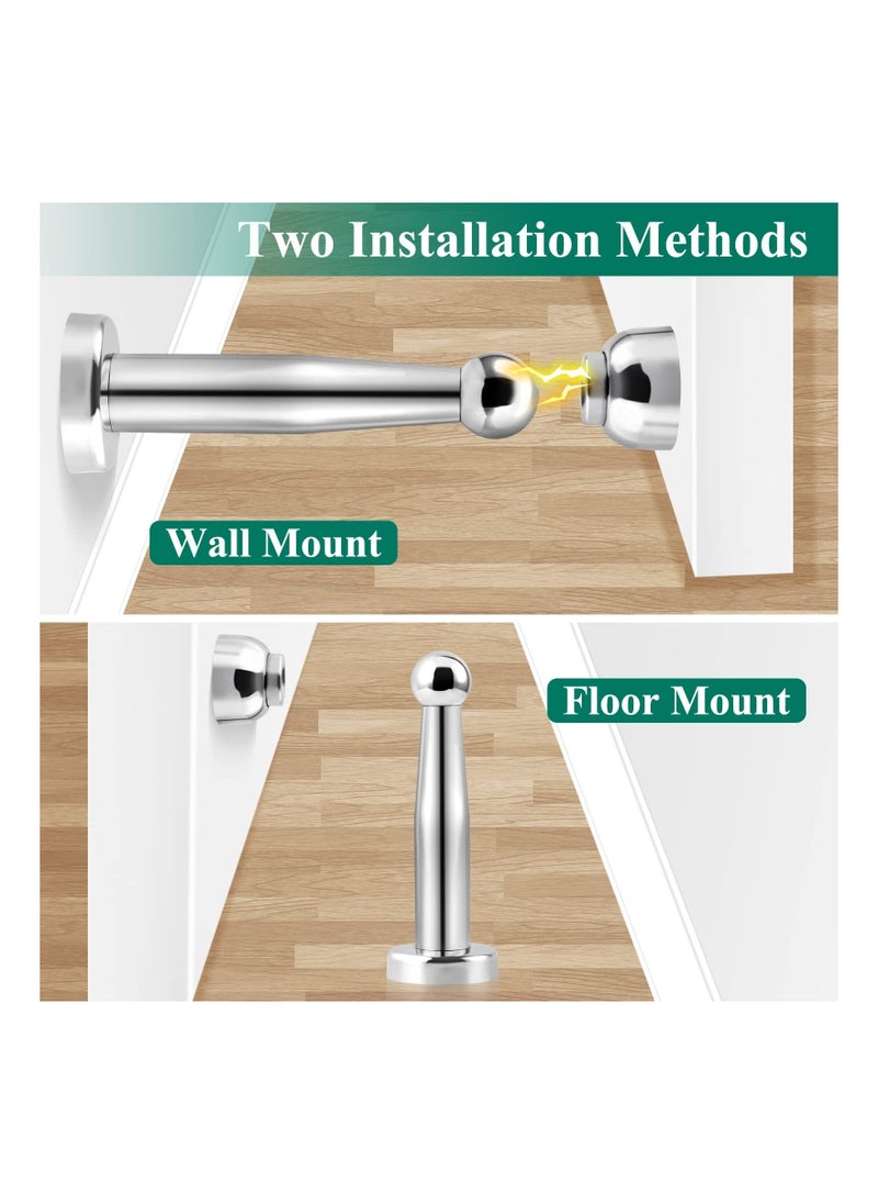Magnetic Door Stop Chrome Stopper Stainless Steel Holder Catch 7.3 Inch Tall Doorstop Floor Wall Mounted Heavy Duty Stoppers 1 Pack