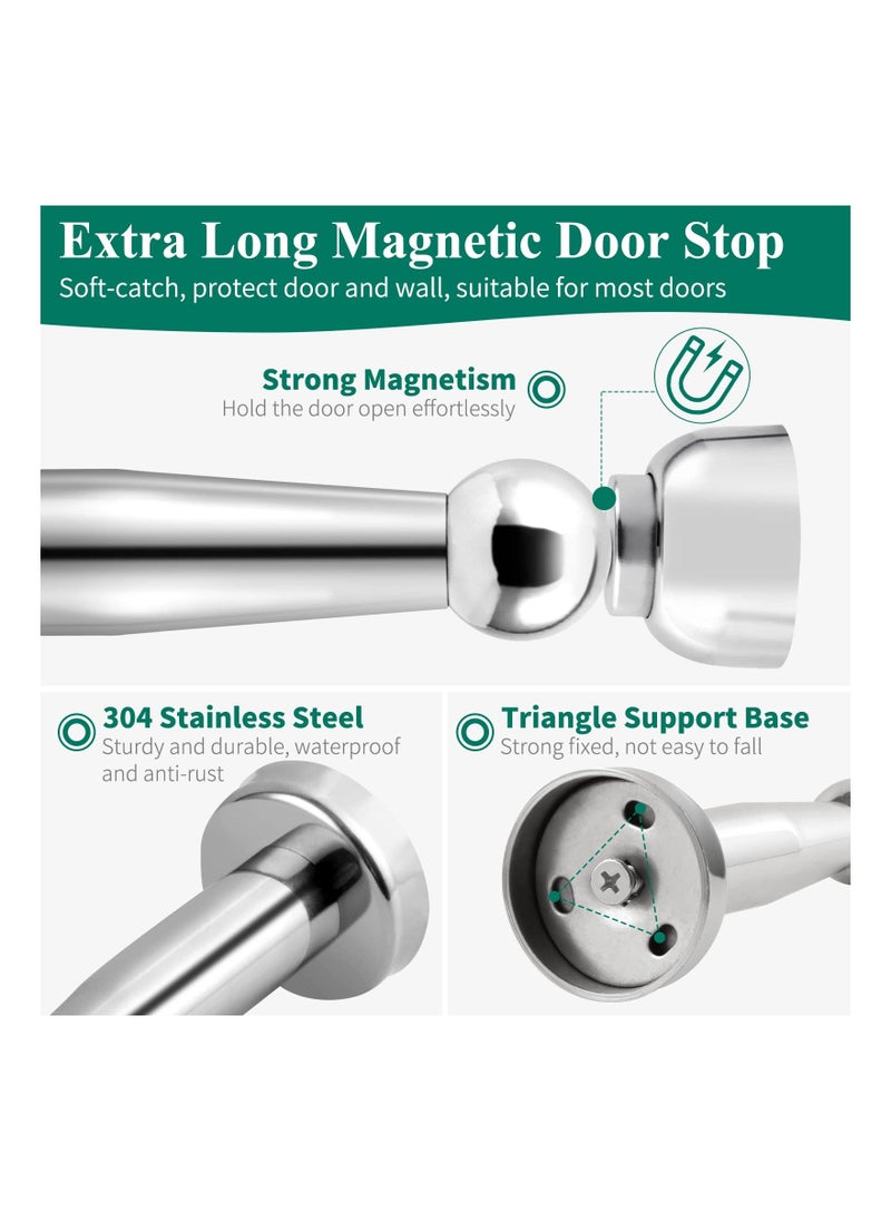 Magnetic Door Stop Chrome Stopper Stainless Steel Holder Catch 7.3 Inch Tall Doorstop Floor Wall Mounted Heavy Duty Stoppers 1 Pack