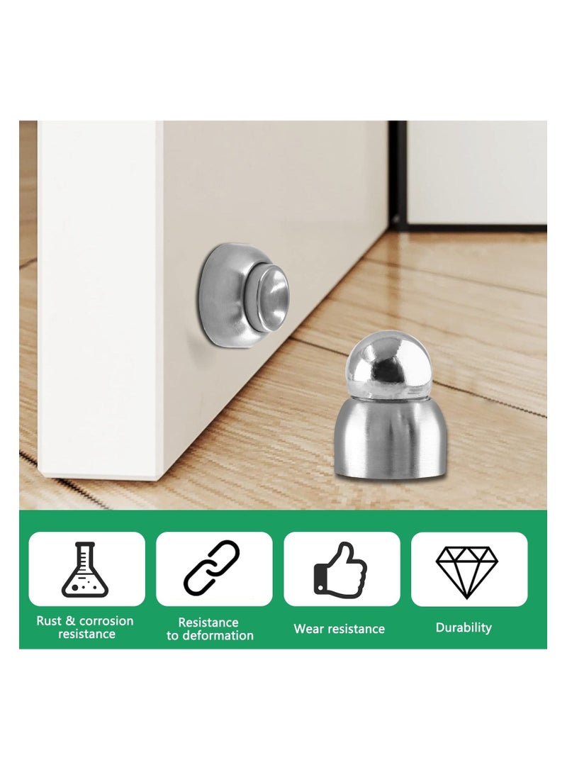 Magnetic Door Stop, Silver Stainless Steel Magnetic Door Stopper, Magnetic Door Stopper with Adhesive Tape, Heavy Duty Door Holder Door Catch Hold Your Door Open (2 Pcs)