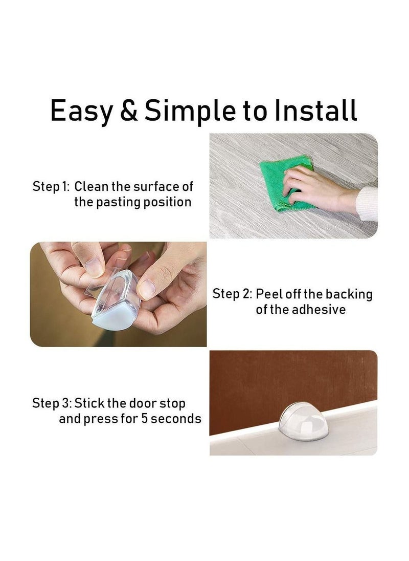 Doorstop, Wall Protection Self-Adhesive Door Stopper for Door Buffer Floor Stop Shock Absorbent Wall Bumper for The Home and Office Wall Protector - Clear 4pcs