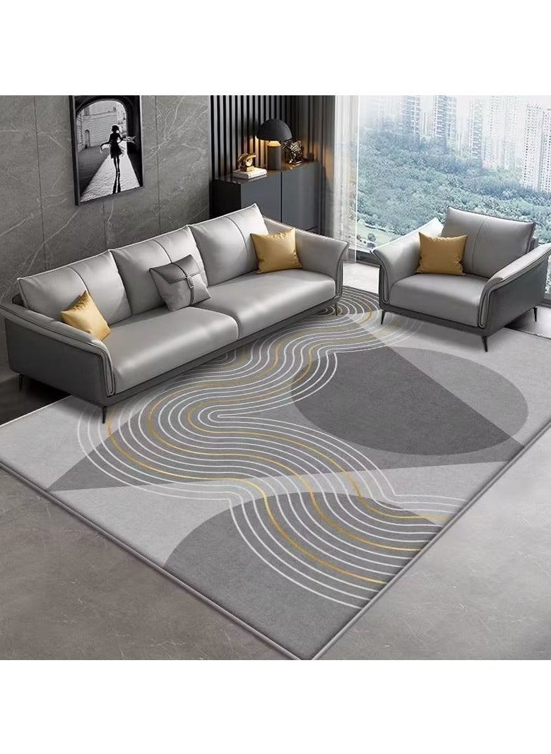 Velvet Area Rug Minimalist Thickened Washable Large Carpet Soft Cartoon Style Anti-slip Big Rugs for Living Room Bedroom 160*230cm