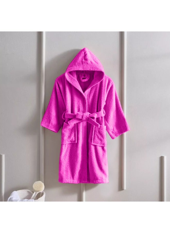 Daffodil (Fuchsia Pink) Premium 6 yr Kids Hooded Bathrobe 100% Terry Cotton, Highly Absorbent and Quick dry, Hotel and Spa Quality Bathrobe for Boy and Girl-400 Gsm