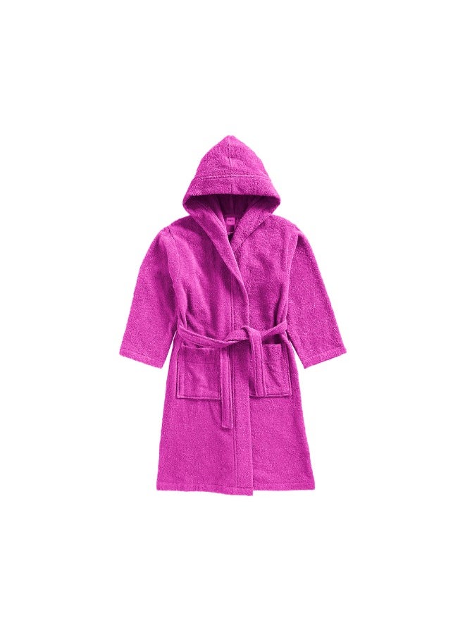 Daffodil (Fuchsia Pink) Premium 6 yr Kids Hooded Bathrobe 100% Terry Cotton, Highly Absorbent and Quick dry, Hotel and Spa Quality Bathrobe for Boy and Girl-400 Gsm