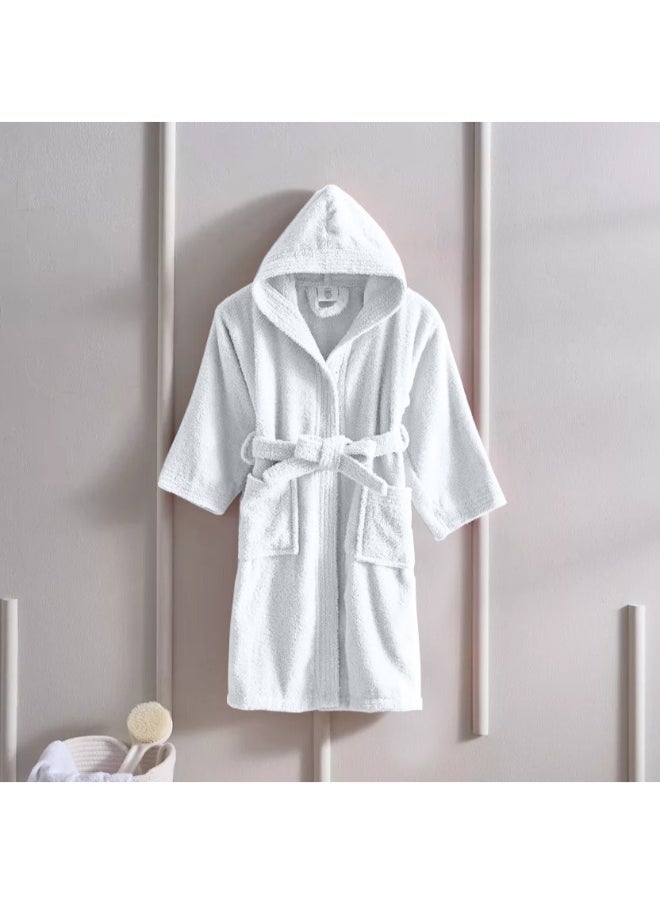 Daffodil (White) Premium 6 Year Kids Bathrobe(Set of 1) Terry Cotton, Highly Absorbent and Quick dry, Hotel and Spa Quality Bathrobe-400 Gsm