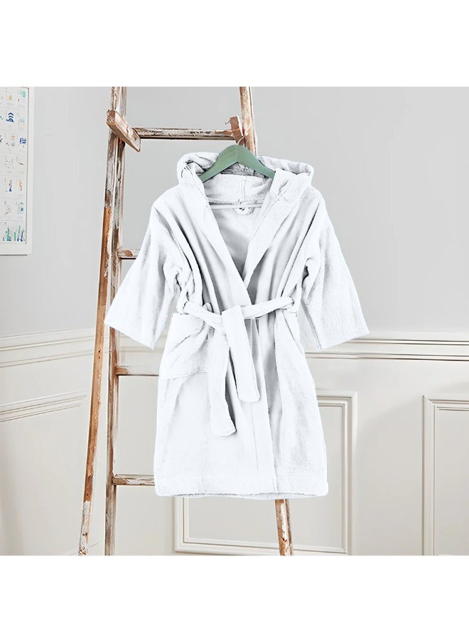 Daffodil (White) Premium 6 Year Kids Bathrobe(Set of 1) Terry Cotton, Highly Absorbent and Quick dry, Hotel and Spa Quality Bathrobe-400 Gsm