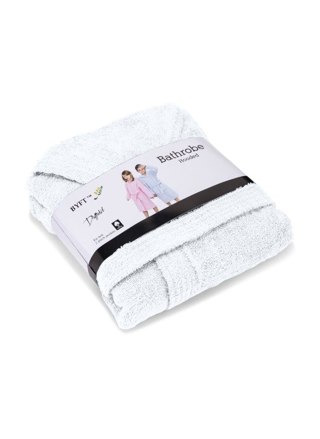 Daffodil (White) Premium 6 Year Kids Bathrobe(Set of 1) Terry Cotton, Highly Absorbent and Quick dry, Hotel and Spa Quality Bathrobe-400 Gsm