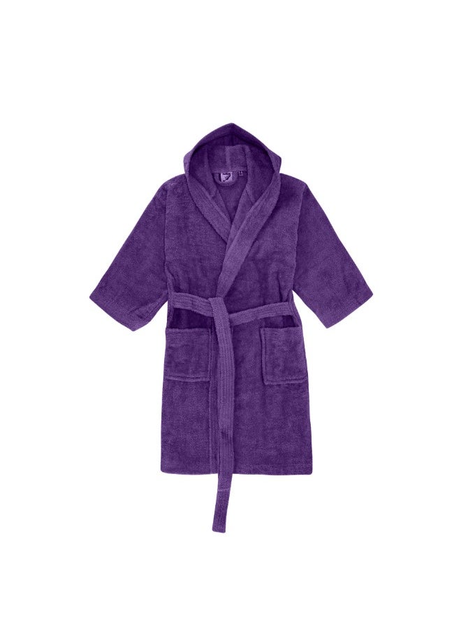 Daffodil (Purple) Premium 6 yr Kids Hooded Bathrobe Terry Cotton, Highly Absorbent and Quick dry, Hotel and Spa Quality Bathrobe for Boy and Girl-400 Gsm