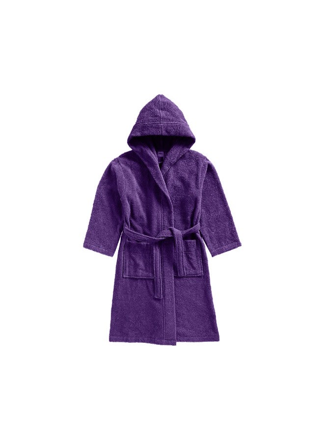 Daffodil (Purple) Premium 10 yr Kids Hooded Bathrobe Terry Cotton, Highly Absorbent and Quick dry, Hotel and Spa Quality Bathrobe for Boy and Girl-400 Gsm