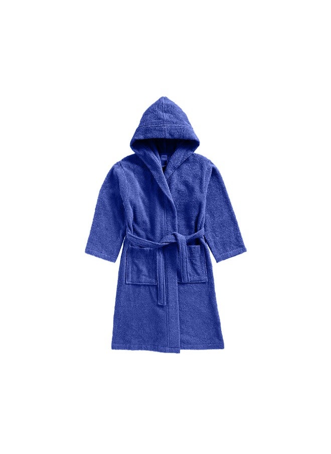 Daffodil (Navy Blue) Premium 8 yr Kids Hooded Bathrobe 100% Terry Cotton, Highly Absorbent and Quick dry, Hotel and Spa Quality Bathrobe for Boy and Girl-400 Gsm