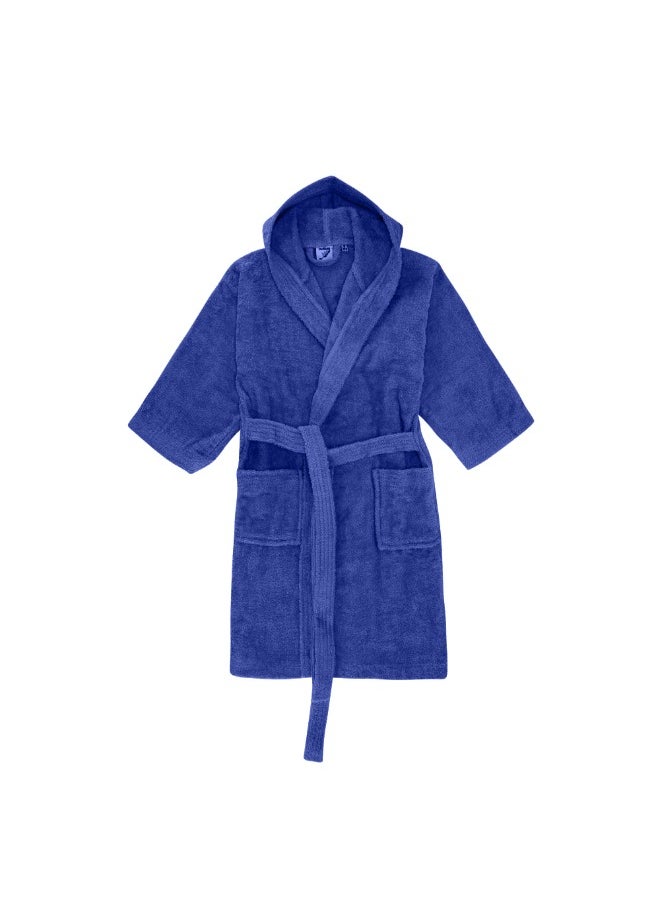 Daffodil (Navy Blue) Premium 8 yr Kids Hooded Bathrobe 100% Terry Cotton, Highly Absorbent and Quick dry, Hotel and Spa Quality Bathrobe for Boy and Girl-400 Gsm