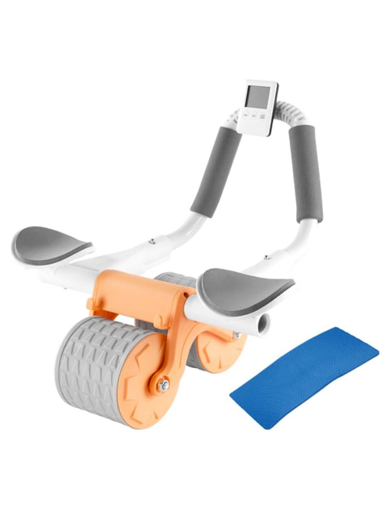 2023 New with timer Ab Abdominal Exercise Roller Elbow Support, abs roller wheel core exercise equipment, Automatic Rebound Abdominal Wheel (orange)