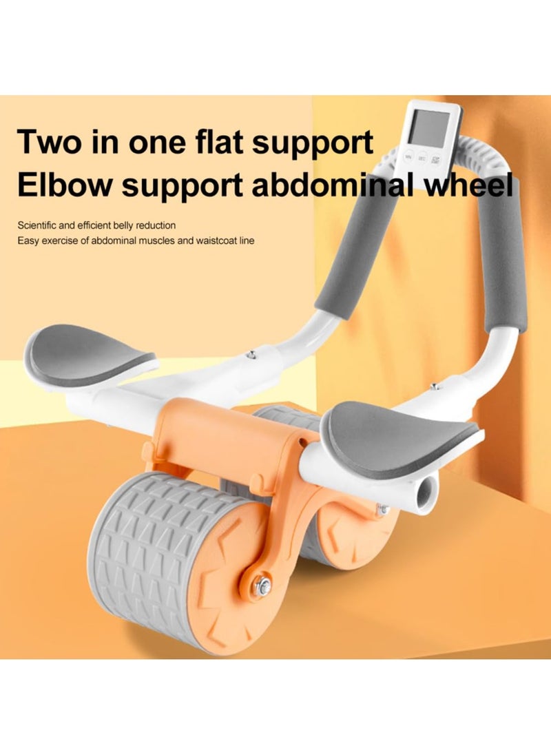 2023 New with timer Ab Abdominal Exercise Roller Elbow Support, abs roller wheel core exercise equipment, Automatic Rebound Abdominal Wheel (orange)