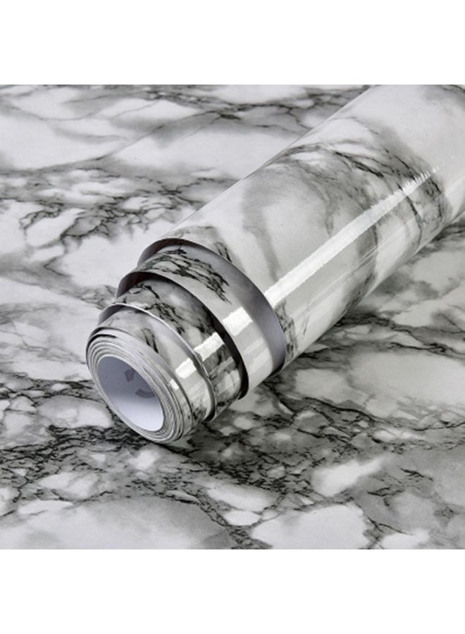 Marble Pattern Moisture Proof Removable Self Adhesive Wall Sticker White/Black