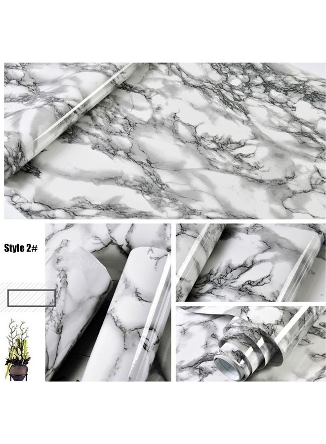 Marble Pattern Moisture Proof Removable Self Adhesive Wall Sticker White/Black