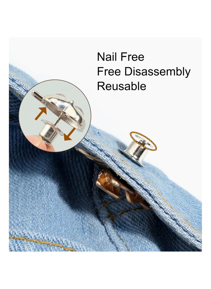 Adjustable Waist Buckle Extender Set, Jeans Nail Free Waist Extender Buttons for Pants, Perfect Fit Instant Button