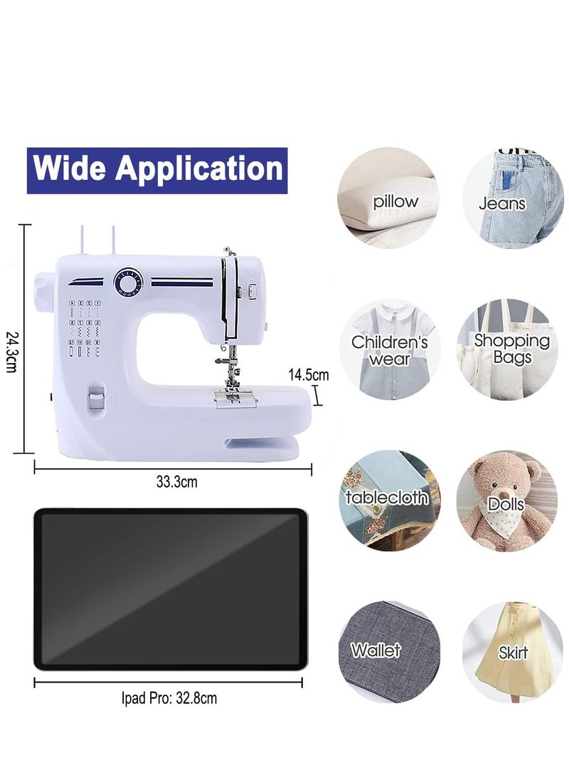 Sewing Machine Portable Mini Sewing Machine Electric Household Mending Machine 12 Built-in Stitch Pattern Computerized Sewing Kit for Beginner Fabric Children Cloth Family DIY Craft Tailor Embroidery