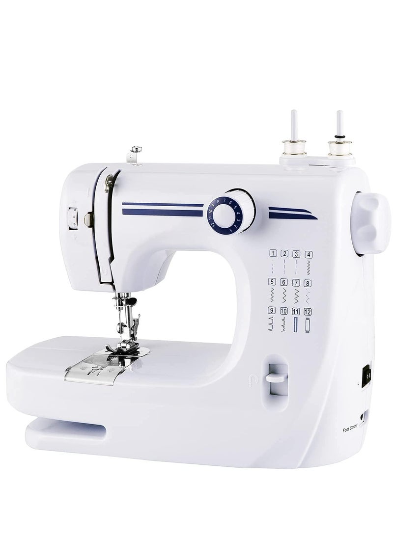 Sewing Machine Portable Mini Sewing Machine Electric Household Mending Machine 12 Built-in Stitch Pattern Computerized Sewing Kit for Beginner Fabric Children Cloth Family DIY Craft Tailor Embroidery