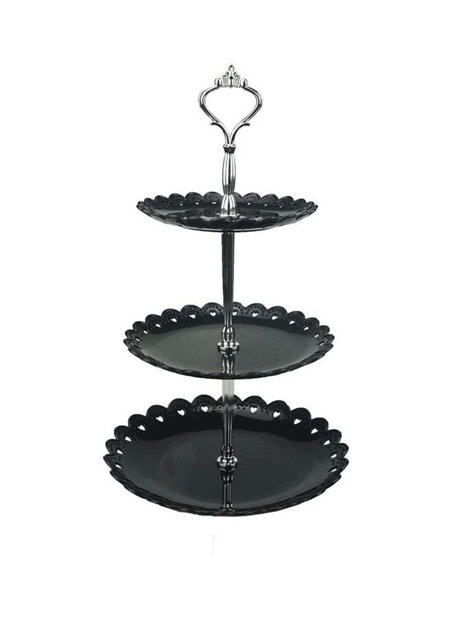 3-Tier Round Cake And Fruit Stand Black/Silver