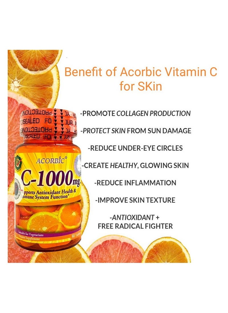 Acorbic C-1000mg Vitamin C Supplement – 30 Capsules