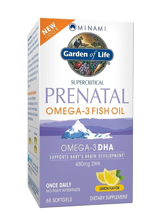 Garden of Life Minami Nutrition Supercritical Prenatal Omega-3 Fish Oil Lemon Flavor 60 Softgels