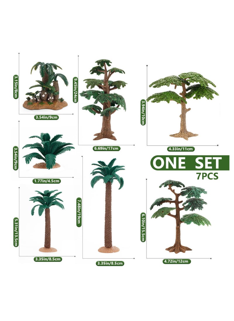 7PCS Model Trees, Simulation Miniature Trees DIY Craft Mini Palm Tree Realistic Plastic Palm Trees for Micro Landscape Model Railway Scenery,Fake Tree Train Decor