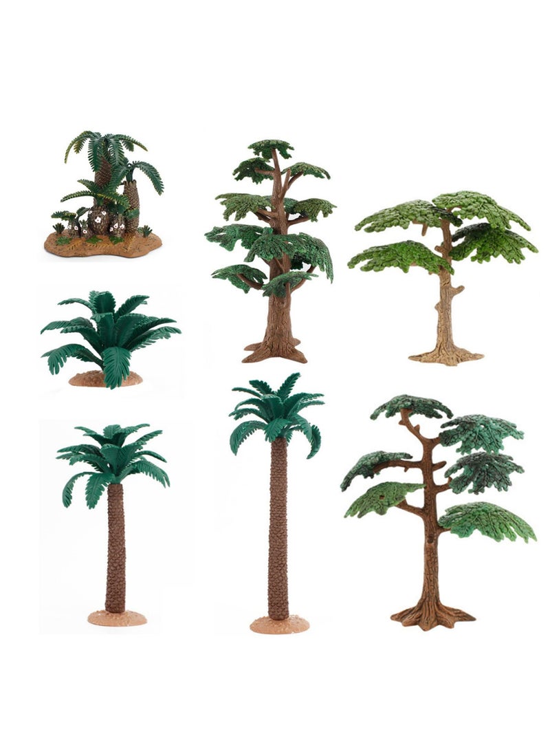 7PCS Model Trees, Simulation Miniature Trees DIY Craft Mini Palm Tree Realistic Plastic Palm Trees for Micro Landscape Model Railway Scenery,Fake Tree Train Decor