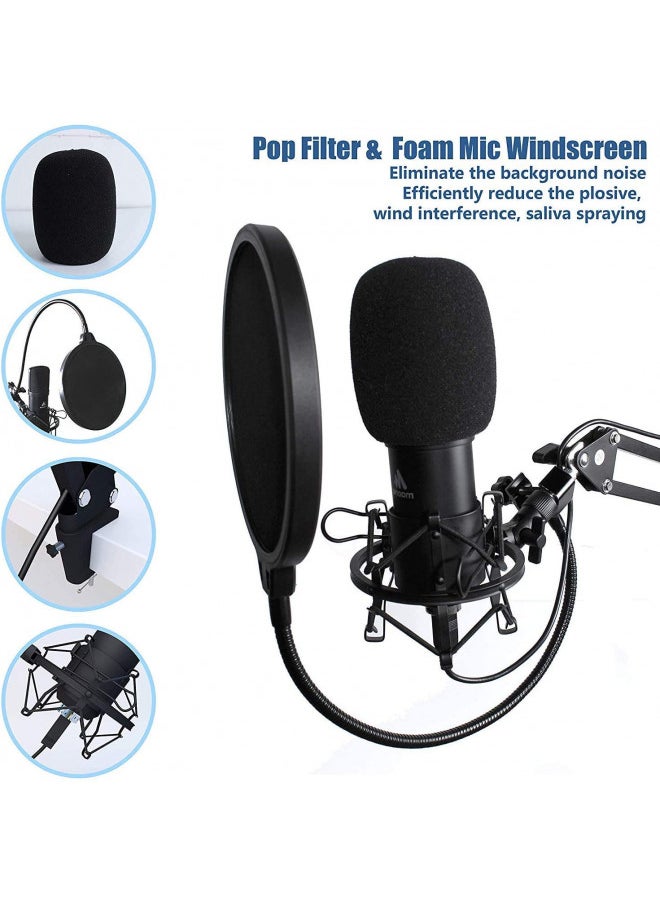 MAONO Microphone with Studio Headphone Set 192kHz/24bit Vocal Condenser Cardioid Podcast Mic Compatible with Mac and Windows, YouTube, Gaming, Live Streaming, Voice-Over (AU-A04H)