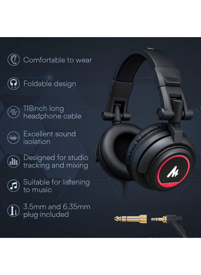 MAONO Microphone with Studio Headphone Set 192kHz/24bit Vocal Condenser Cardioid Podcast Mic Compatible with Mac and Windows, YouTube, Gaming, Live Streaming, Voice-Over (AU-A04H)