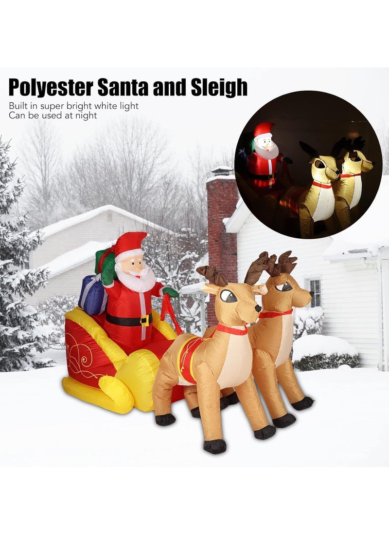 7.2FT Christmas Decorations Outdoor Inflatable Santa Claus on Sleigh with 2 Reindeer, Blow Up Santa with Build-in LED Xmas Decoration for Yard, Garden, Lawn Outdoor (G)