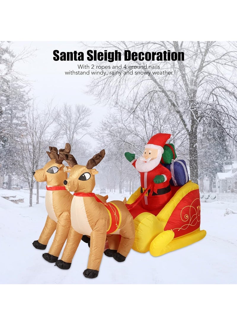 7.2FT Christmas Decorations Outdoor Inflatable Santa Claus on Sleigh with 2 Reindeer, Blow Up Santa with Build-in LED Xmas Decoration for Yard, Garden, Lawn Outdoor (G)