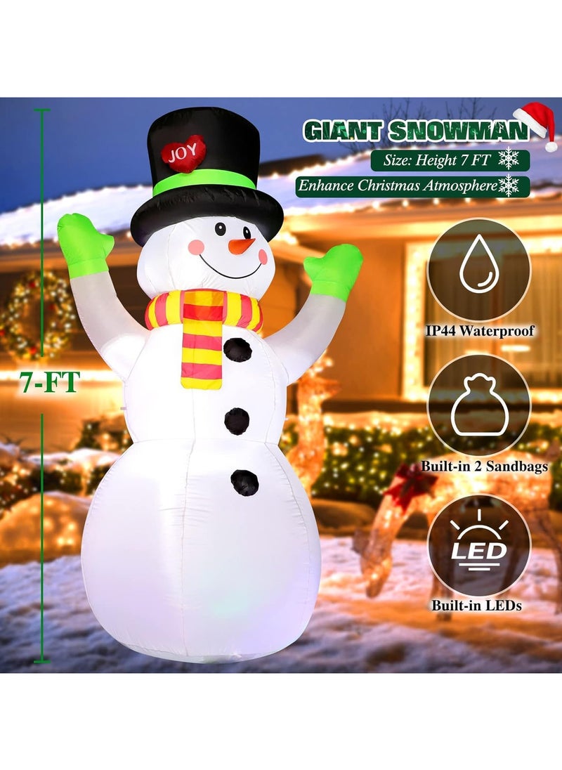 7 FT Christmas Inflatable Snowman,Outdoor Decorations Props,for Indoor Outdoor Christmas Decorations Yard Garden Decoration (2.1M/Snowman)