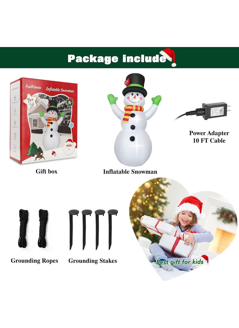 7 FT Christmas Inflatable Snowman,Outdoor Decorations Props,for Indoor Outdoor Christmas Decorations Yard Garden Decoration (2.1M/Snowman)