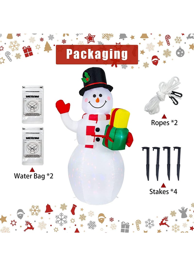 5 Ft Inflatable Snowman Christmas Outdoor Decoration Blow Up Snowman with Upgrade Rotating LED Lights for Holiday/Party/Xmas/Yard/Garden Decorations (1.5M/Snowman)