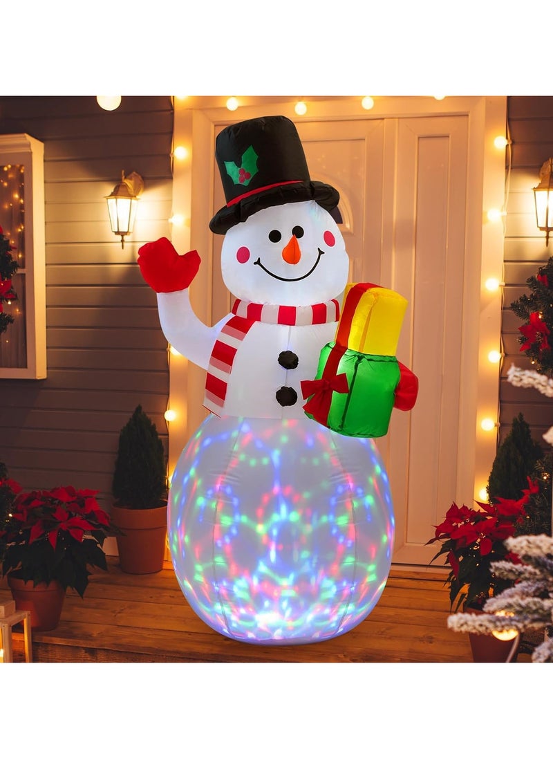 5 Ft Inflatable Snowman Christmas Outdoor Decoration Blow Up Snowman with Upgrade Rotating LED Lights for Holiday/Party/Xmas/Yard/Garden Decorations (1.5M/Snowman)