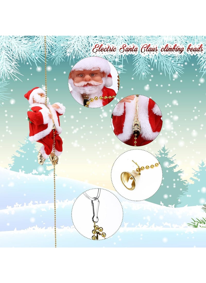 Santa Claus Climbing Beads Musical Toy, Christmas Electric Toy,Electric Climbing Santa Claus Plush Doll Toy with Christmas Music for Christmas Tree Ornament Xmas Party