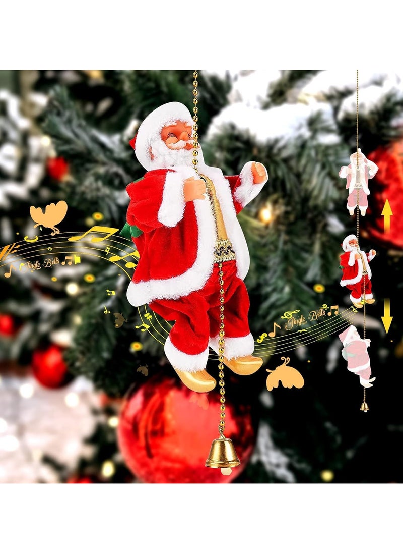 Electric Santa Climbing Rope Battery Operated Climbing Santa Claus, Climbs Up and Down, Christmas Decorations Christmas Tree Ornament Holiday Xmas Party Supplies Home Decor