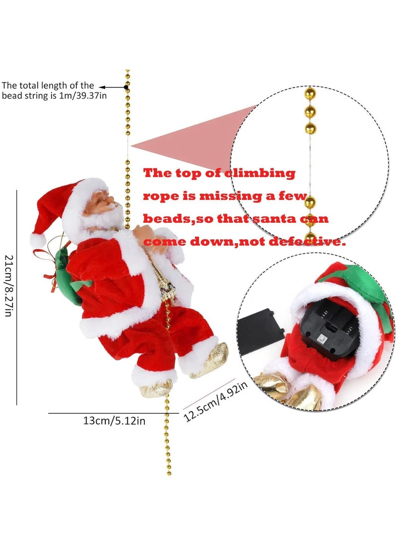 Electric Santa Climbing Rope Battery Operated Climbing Santa Claus, Climbs Up and Down, Christmas Decorations Christmas Tree Ornament Holiday Xmas Party Supplies Home Decor