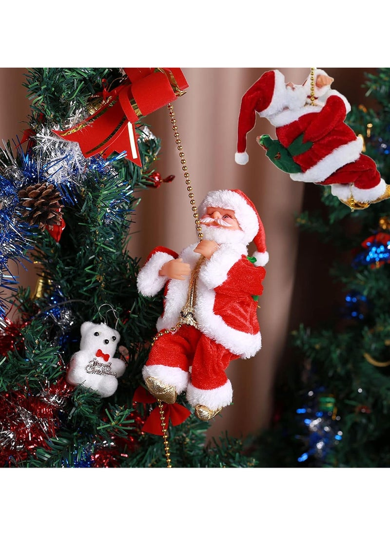 Electric Santa Climbing Rope Battery Operated Climbing Santa Claus, Climbs Up and Down, Christmas Decorations Christmas Tree Ornament Holiday Xmas Party Supplies Home Decor