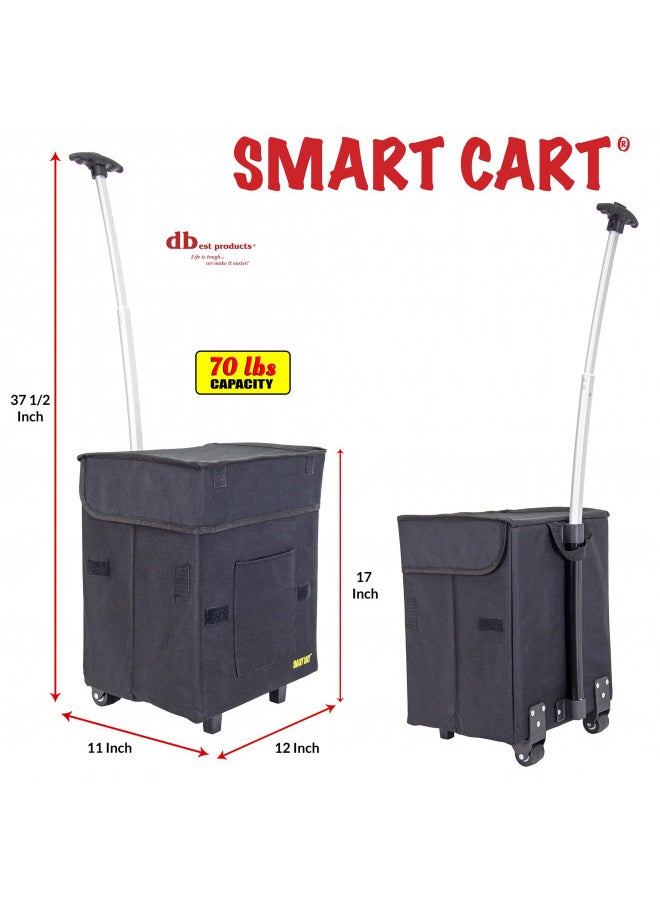 dbest products Smart Cart, BLACK Collapsible Rolling Utility Cart Basket Grocery Shopping Teacher Hobby Craft Art