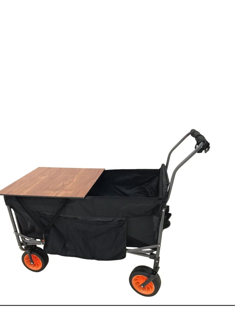 Camping Folding Trolley Shopping Cart with Wheels Table Larger Capacity Durable Beach Cart T004